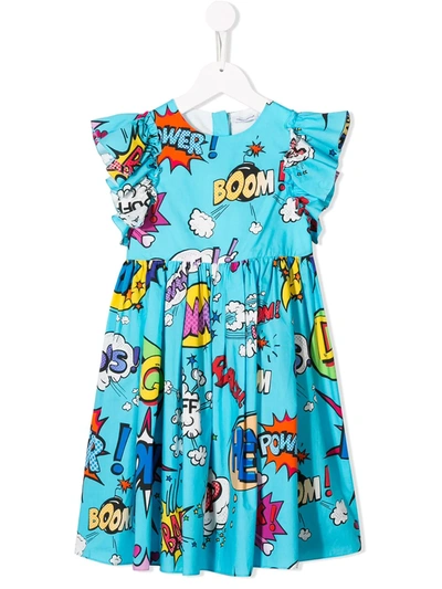 Dolce & Gabbana Kids' Cartoon Print Dress In Blue | ModeSens