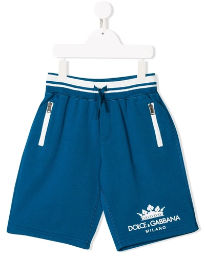 Dolce & Gabbana Kids' Logo Print Shorts In Blue
