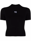 Alexander Wang Logo Patch Stretch Jersey T-shirt In Black