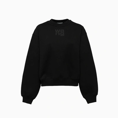 Alexander Wang Relaxed Fit Crew Sweatshirt With Puff Paint Logo In Black