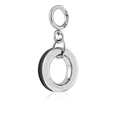 Burberry Leather Detail Grommet Key Charm In Palladio/ Black