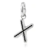 BURBERRY BURBERRY LEATHER-TOPSTITCHED 'X' ALPHABET CHARM IN PALLADIUM/BACK