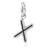 Burberry Leather-topstitched 'x' Alphabet Charm In Palladium/back In Palladium/back