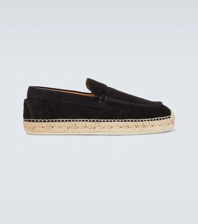 Christian Louboutin Paquepapa Flat Espadrilles In Black Suede In Sasso