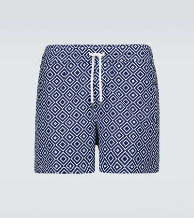 Frescobol Carioca Angra Printed Tech Swim Shorts In Blue