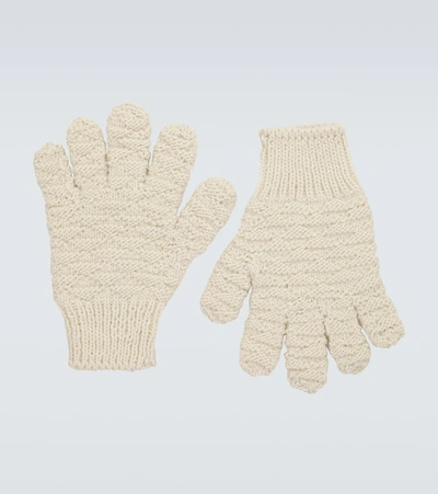 Bottega Veneta Jacquard Hand-knitted Wool Gloves In White