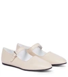 The Row Ava Square-toe Leather Mary Jane Flats In White
