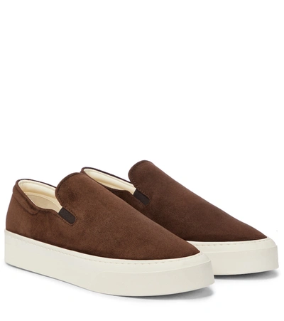 The Row Marie H Suede Slip-on Trainers In Brown,white