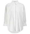 Brunello Cucinelli Bead-embellished Cotton-blend Poplin Shirt In White