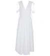 TORY BURCH SMOCKED COTTON POPLIN MAXI DRESS,P00572768