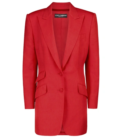 Dolce & Gabbana Single-breasted Mikado Silk-blend Blazer In Red