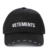 Vetements Logo Cotton Baseball Cap In Black