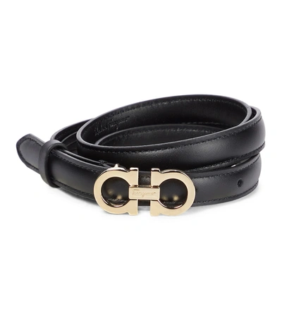 Ferragamo Gancini Leather Belt In Black