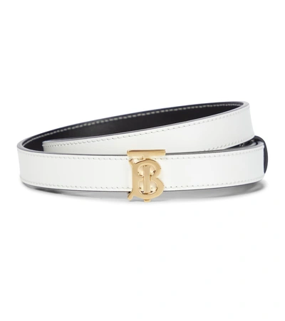 Burberry Tb Monogram Reversible Leather Belt In White