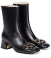 GUCCI HORSEBIT LEATHER ANKLE BOOTS,P00584851