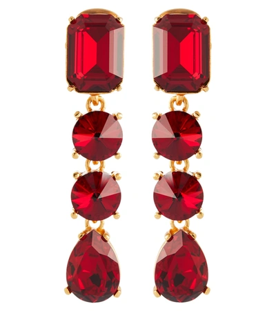 Oscar De La Renta Women's Goldtone & Crystal Geometric Clip-on Earrings In Ruby