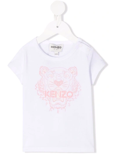 Kenzo Kids' Girl's Tiger Mascot Graphic T-shirt In White