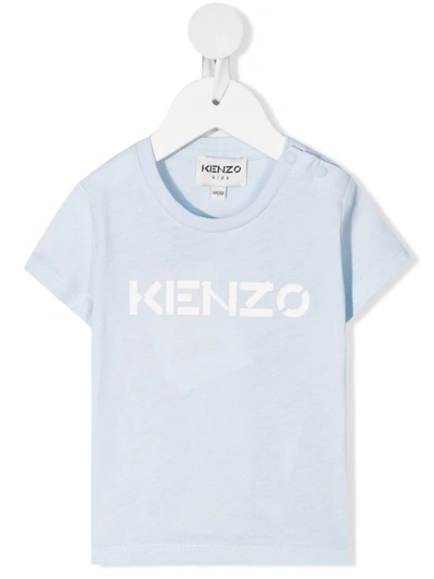 Kenzo Kids' Logo Print T-shirt In Blue
