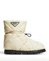 Prada 20mm Blow Padded Nylon Snow Boots In White