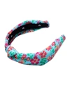 LELE SADOUGHI X SOLID AND STRIPED FLORAL KNOTTED HEADBAND, BLUE,PROD240940027