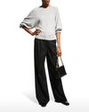 Loulou Studio Bruzzi Oversized Cropped Wool And Cashmere-blend Sweater In Grey Melange