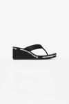 Alexander Wang Square Toe Logo Midsole Wedged Flip Flops In Black