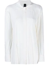 NORMA KAMALI IVORY WHITE CONCEALED BUTTON SHIRT,4EEA5433-4F06-9D11-F2FA-EDAEE2B0A6EE