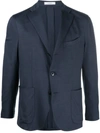 Boglioli Herringbone Single-breasted Blazer In Blue