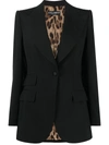 Dolce & Gabbana Black Virgin Wool Blend Single-breasted Tailored Blazer In Black