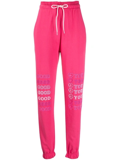 Ireneisgood Pink Cotton Slogan-print Track Pants