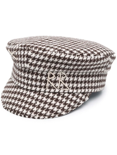 Ruslan Baginskiy Black And White Wool Houndstooth-check Wool Berret