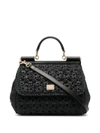 DOLCE & GABBANA BLACK MEDIUM WOVEN SICILY BAG,36B94FDE-399E-6441-0B26-5B00BE0659BA