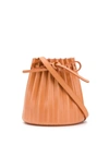 MANSUR GAVRIEL BROWN MINI PLEATED BUCKET BAG,0FDE2F52-BD2C-0B07-21A6-E3DF5764AAFE