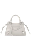 BALENCIAGA LIGHT GREY LEATHER LOGO-PATCH TOTE BAG,8DDAC9E4-4685-0463-2248-1EBDE32F138B