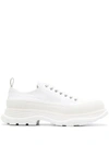 ALEXANDER MCQUEEN WHITE COTTON AND LEATHER CHUNKY LOW-TOP SNEAKERS,3A85B1AA-2883-49ED-1E29-AFDD604A0108