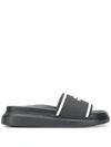Alexander Mcqueen Oversized Hybrid Flip Slides In Black