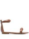 GIANVITO ROSSI DARK BROWN LEATHER PADDED LEATHER SANDALS,F2B61B98-105F-800E-769F-670364BE88FB