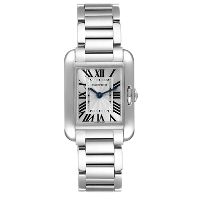 Cartier Tank Anglaise Small Silver Dial Steel Ladies Watch W5310022 Box Papers In Not Applicable