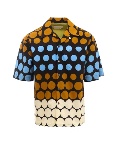 Marni Polka-dot Short-sleeve Shirt In Black