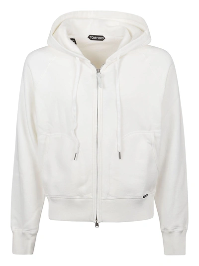 Tom Ford Cotton Hooded Zip Sweatshirt In Black