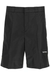 Valentino Black Nylon Garden Bermuda Shorts In Black