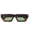 Off-white Manchester Rectangular-frame Sunglasses In Brown Green