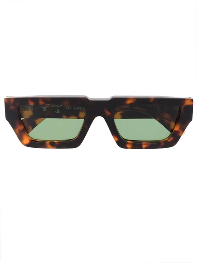 Off-white Manchester Rectangular-frame Sunglasses In Brown Green