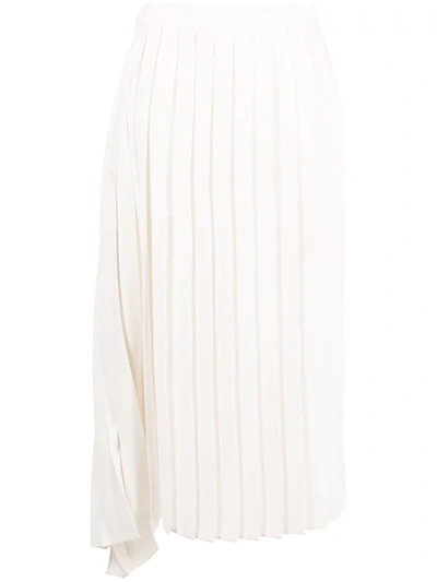 Mm6 Maison Margiela Asymmetric Pleated Midi Skirt In Nude