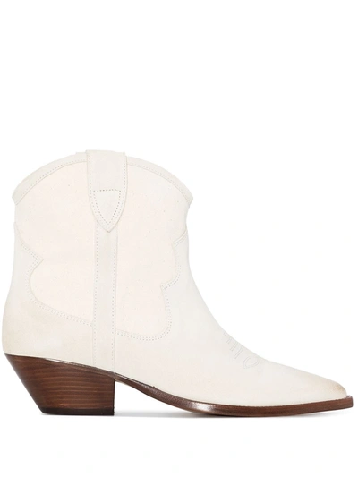 Isabel Marant Demar 40mm Pointed Toe Boots In Ivory