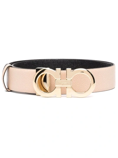 Ferragamo Reversible Gancini Belt In Neutrals