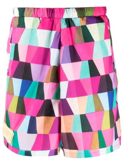 Formy Studio Geometric-print Track Shorts In Pink