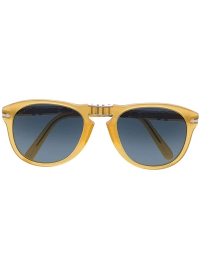 Persol Po0714sm Steve Mcqueen Pilot-shape Crystal Glass And Acetate Sunglasses In Yellow