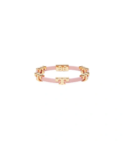 Tory Burch Serif-t Single Wrap Bracelet In Tory Gold/mineral Pink