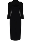 Khaite Black Viscose And Polyester Mischa Dress In Black